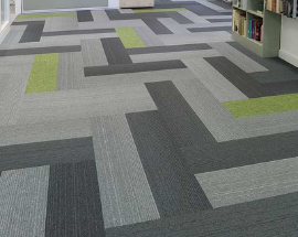 Plank style carpet in office